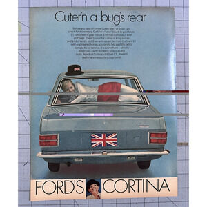 Vintage 1969 Ford Cortina Cuter'n A Bugs Rear Color Print Ad